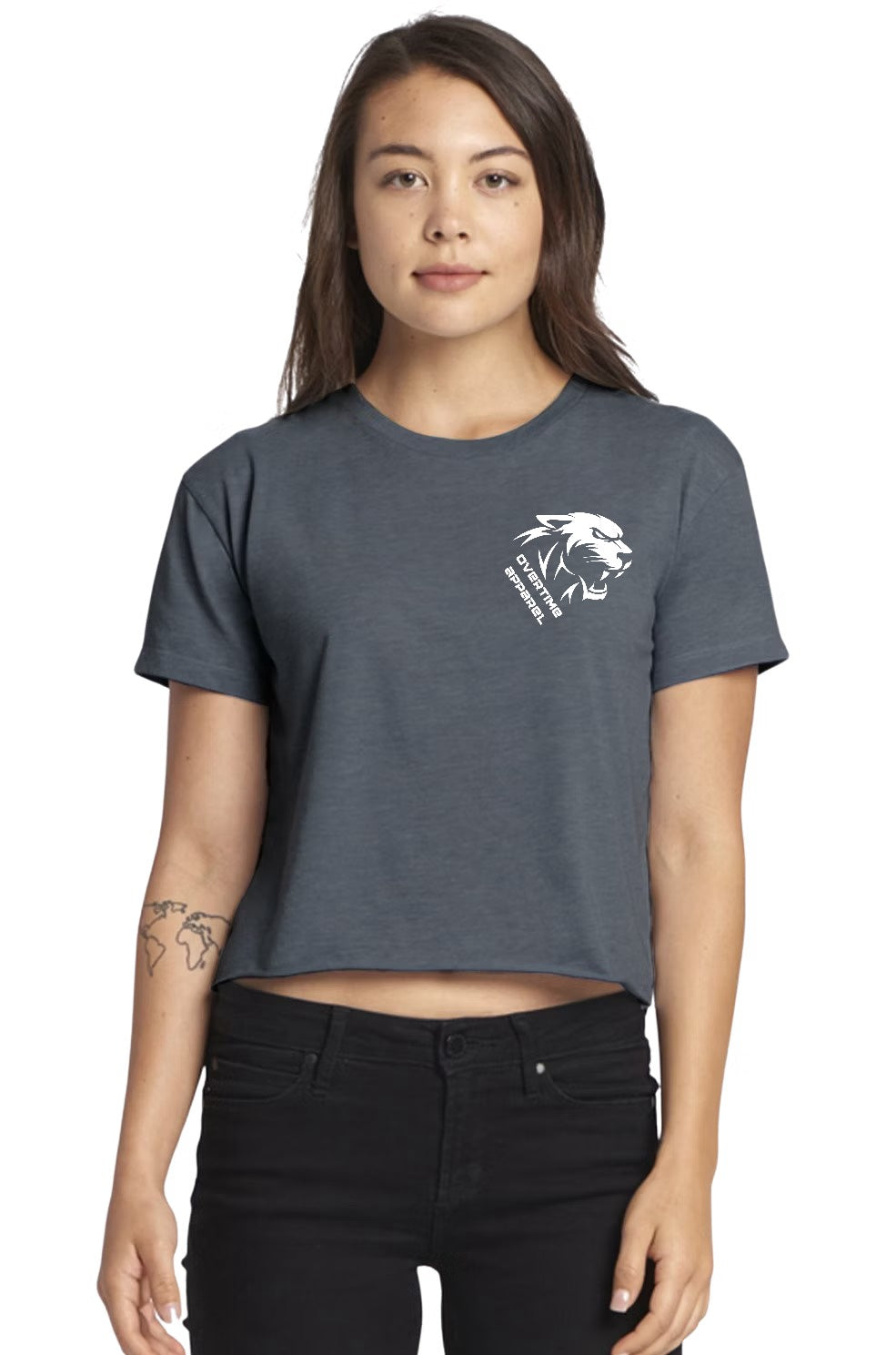 Gray Antique Denim Crop Tee