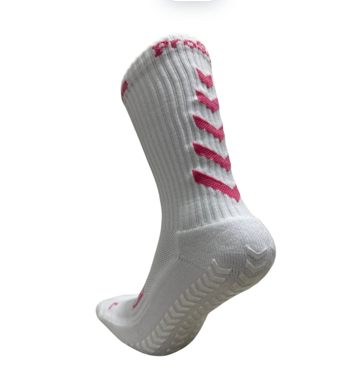 2.0 Crew Length Grip Socks White/Pink