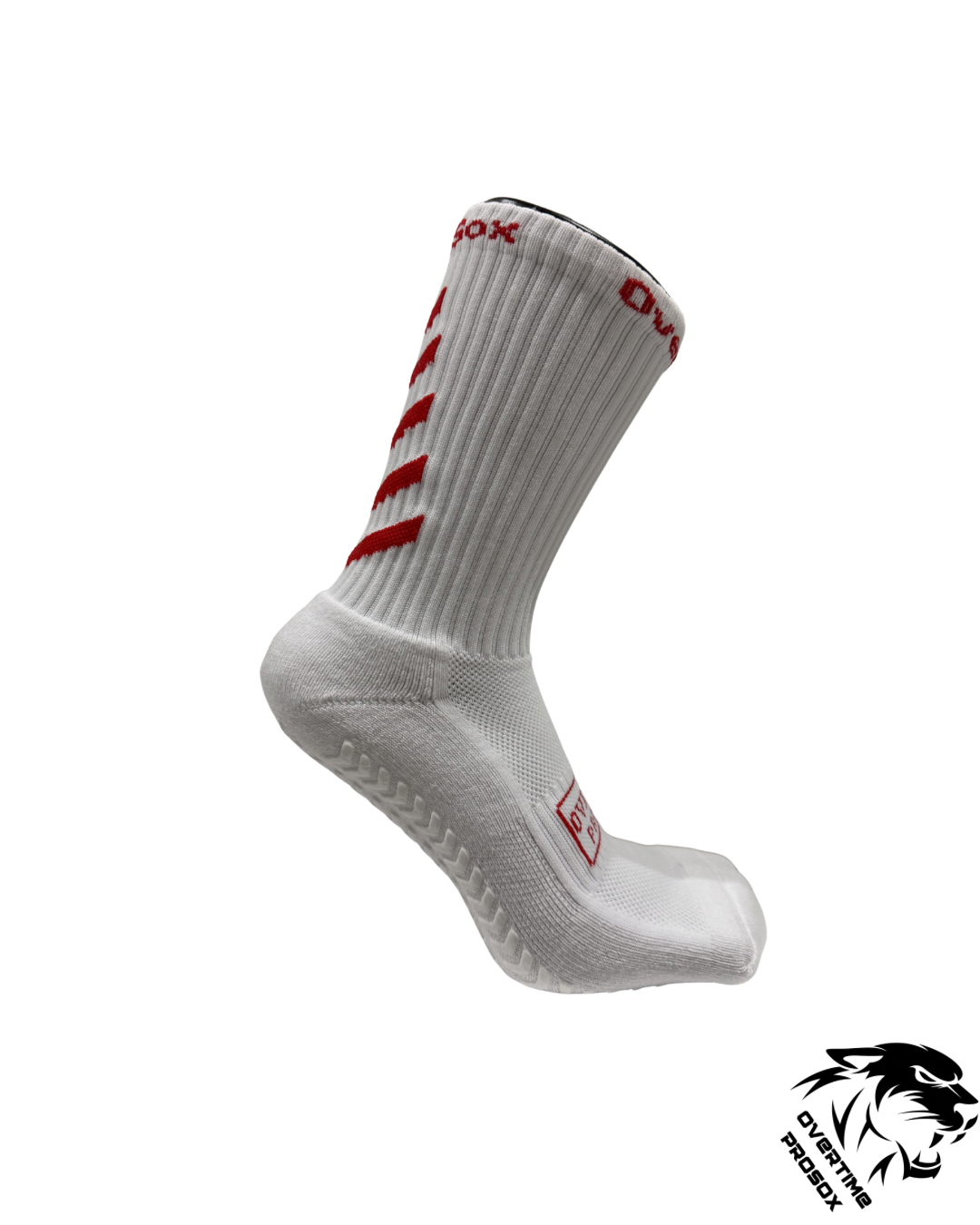 2.0 Crew Length Grip Socks White/Red