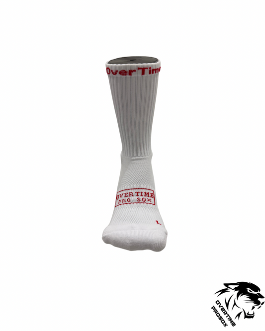 2.0 Crew Length Grip Socks White/Red