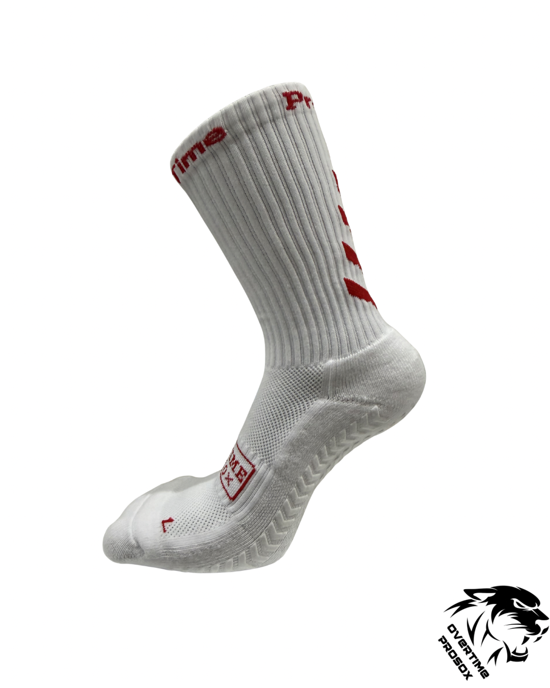 2.0 Crew Length Grip Socks White/Red